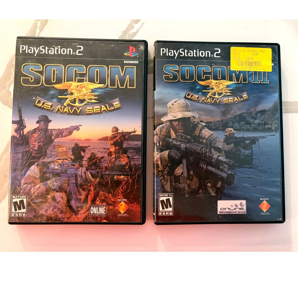 Sony SOCOM U.S. Navy Seals 1 & 2 PS2 Games Bundle PS2, Retro, Tactical, Military